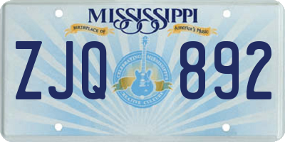 MS license plate ZJQ892