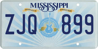 MS license plate ZJQ899