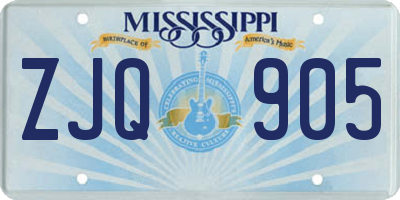 MS license plate ZJQ905