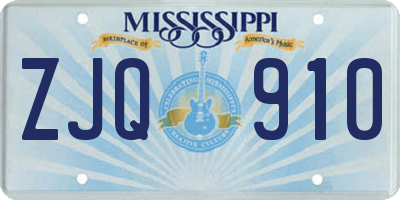 MS license plate ZJQ910
