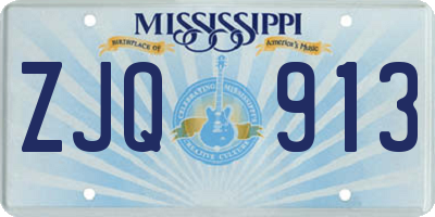 MS license plate ZJQ913