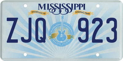 MS license plate ZJQ923