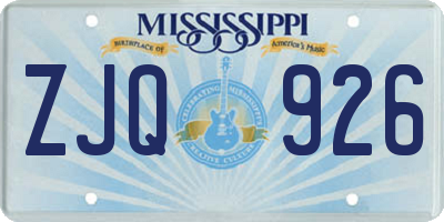 MS license plate ZJQ926