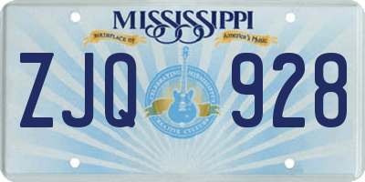 MS license plate ZJQ928