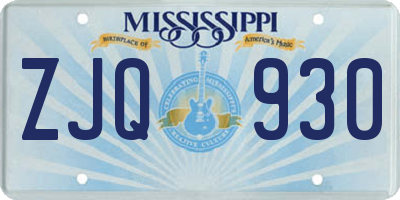 MS license plate ZJQ930