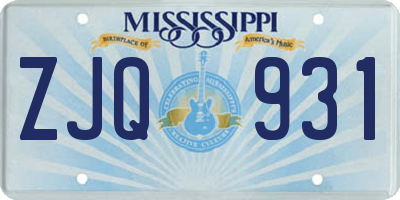 MS license plate ZJQ931
