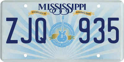 MS license plate ZJQ935