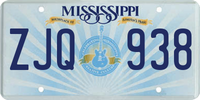 MS license plate ZJQ938