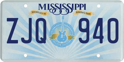 MS license plate ZJQ940