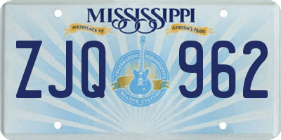 MS license plate ZJQ962