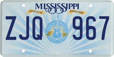 MS license plate ZJQ967