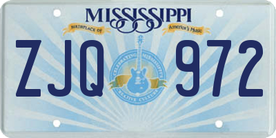 MS license plate ZJQ972