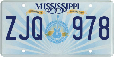 MS license plate ZJQ978