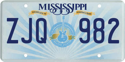 MS license plate ZJQ982