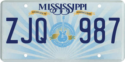MS license plate ZJQ987