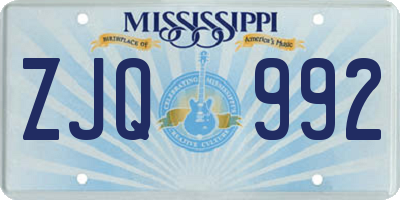MS license plate ZJQ992