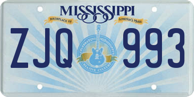 MS license plate ZJQ993