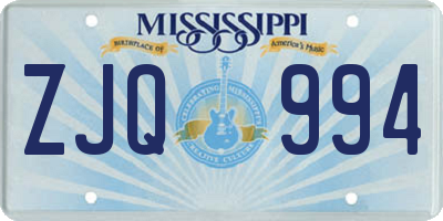 MS license plate ZJQ994