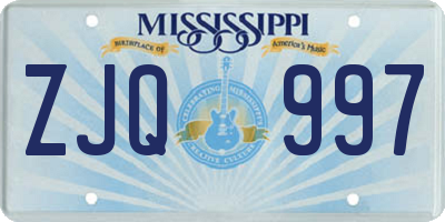 MS license plate ZJQ997