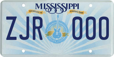 MS license plate ZJR000