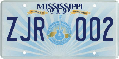 MS license plate ZJR002