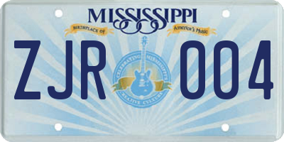 MS license plate ZJR004