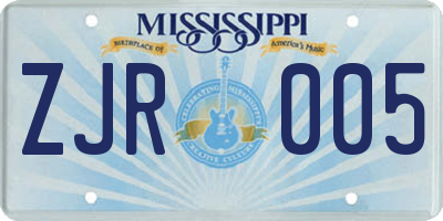 MS license plate ZJR005