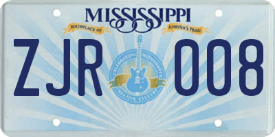 MS license plate ZJR008