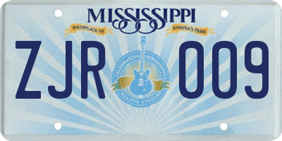 MS license plate ZJR009