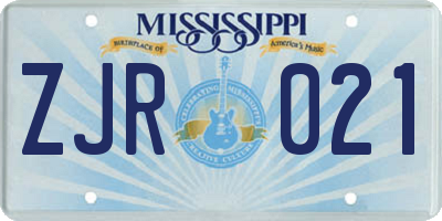 MS license plate ZJR021