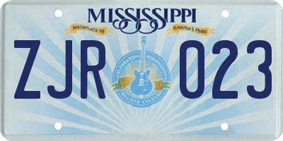 MS license plate ZJR023