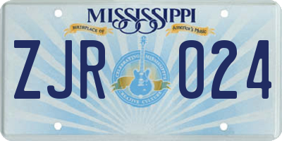 MS license plate ZJR024