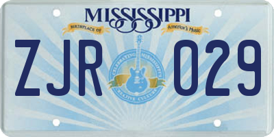MS license plate ZJR029