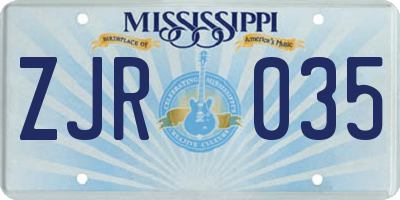 MS license plate ZJR035