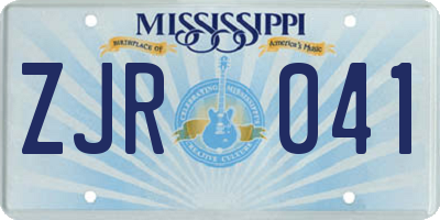 MS license plate ZJR041