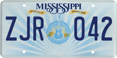 MS license plate ZJR042