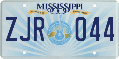 MS license plate ZJR044