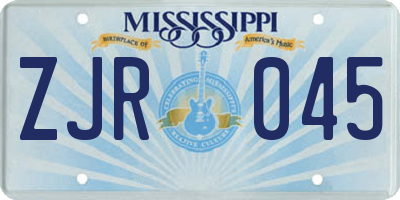 MS license plate ZJR045
