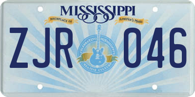 MS license plate ZJR046