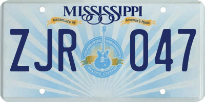 MS license plate ZJR047