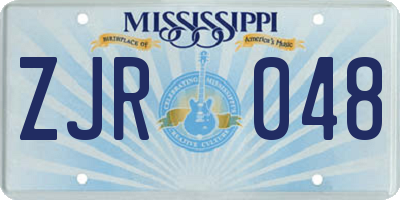 MS license plate ZJR048