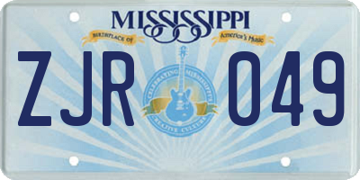 MS license plate ZJR049