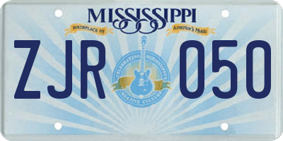 MS license plate ZJR050