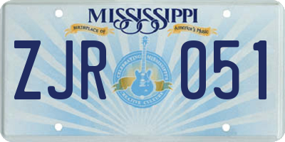 MS license plate ZJR051