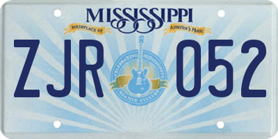 MS license plate ZJR052