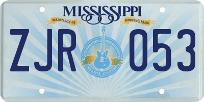 MS license plate ZJR053