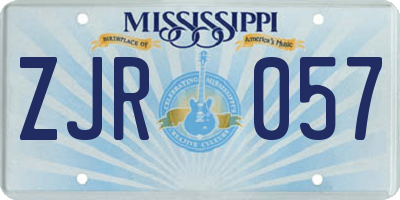 MS license plate ZJR057
