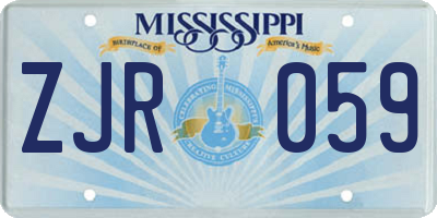 MS license plate ZJR059