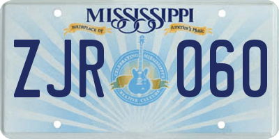 MS license plate ZJR060