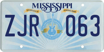 MS license plate ZJR063